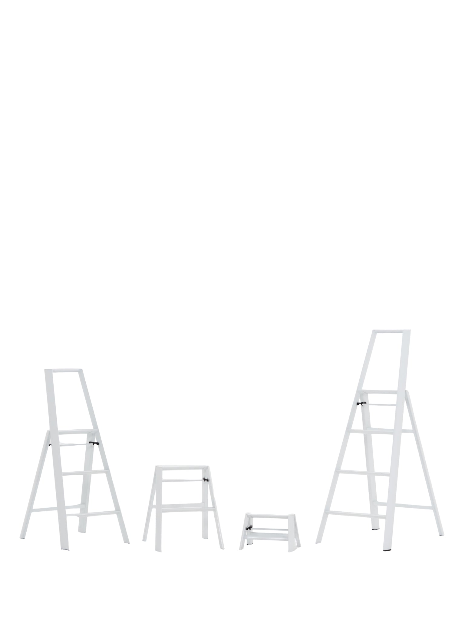 een leuke opstelling van alle modellen ladders in het wit